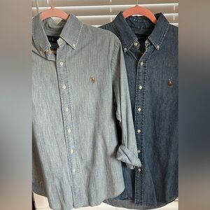 2 Polo Ralph Lauren button down logo denim shirts